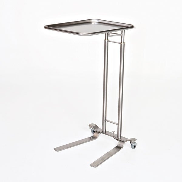 Midcentral Medical SS Foot Controlled Mayo Stand, 20" x 25" Tray Size, Unique Safety Descend MCM752